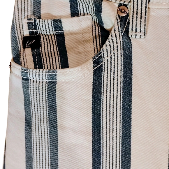KanCan Striped Flare & Wide Leg Jeans - White and Blue - Picture 5 of 13
